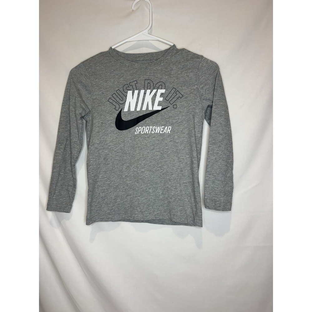 Nike Sportswear Kids Youth Large Gray Long Sleeve Just Do It Swoosh Shirt Sz 7